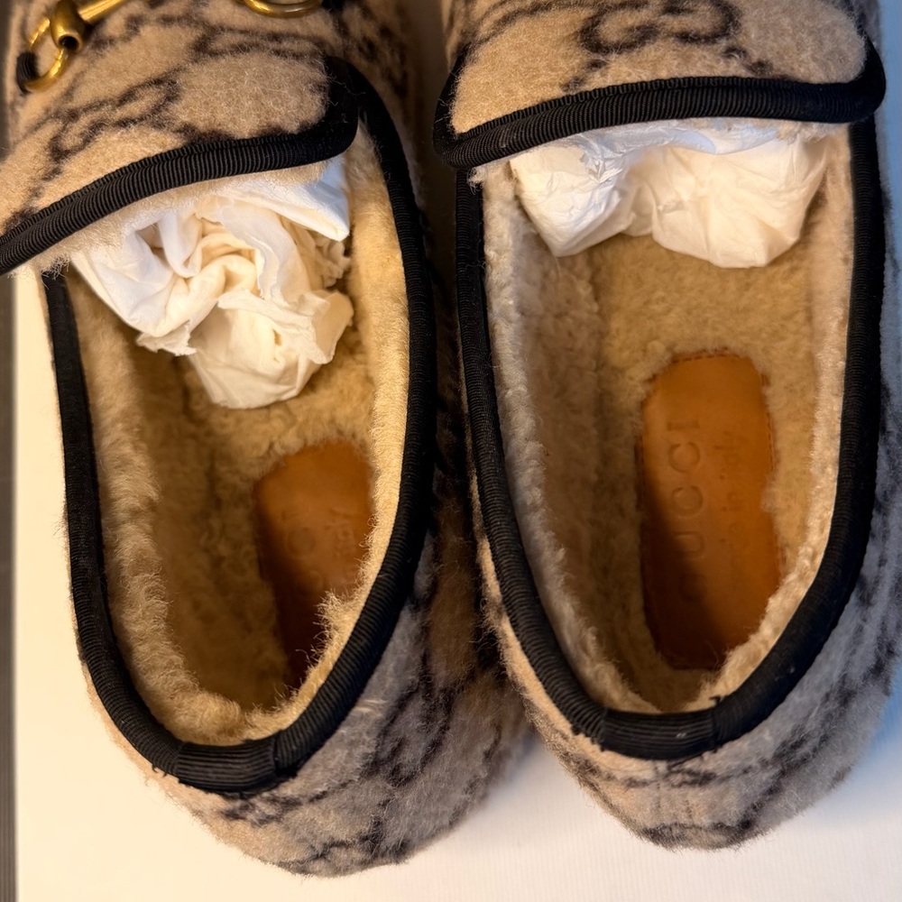 Gucci Fria Horsebit Wool GG Loafers - Picture 3 of 6